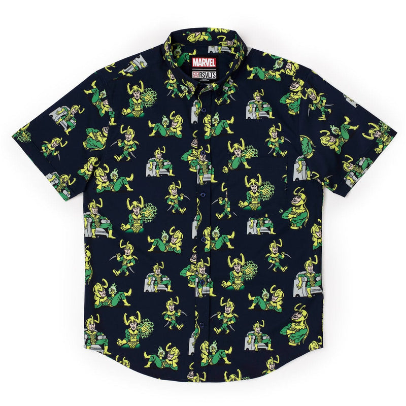 RSVLTS God of Mischief KUNUFLEX Short Sleeve Shirt in Black — detail 5