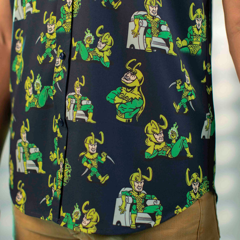 RSVLTS God of Mischief KUNUFLEX Short Sleeve Shirt in Black — detail 6
