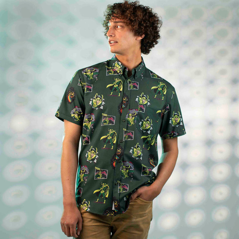RSVLTS The Trickster KUNUFLEX Short Sleeve Shirt in Green — detail 3