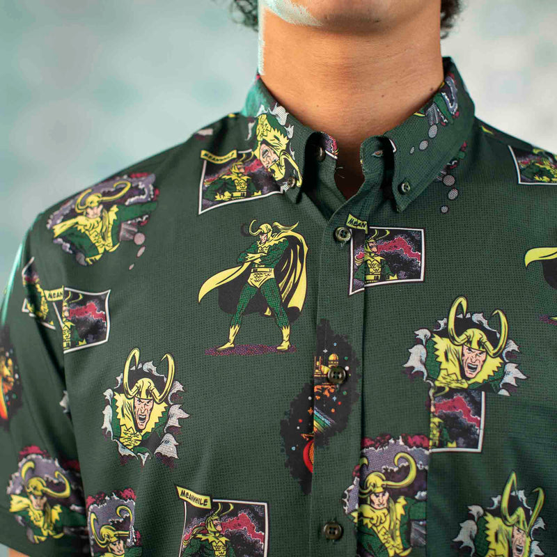 RSVLTS The Trickster KUNUFLEX Short Sleeve Shirt in Green — detail 5