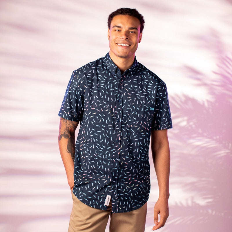 RSVLTS Swords for 400 KUNUFLEX Short Sleeve Shirt in Blue — detail 2