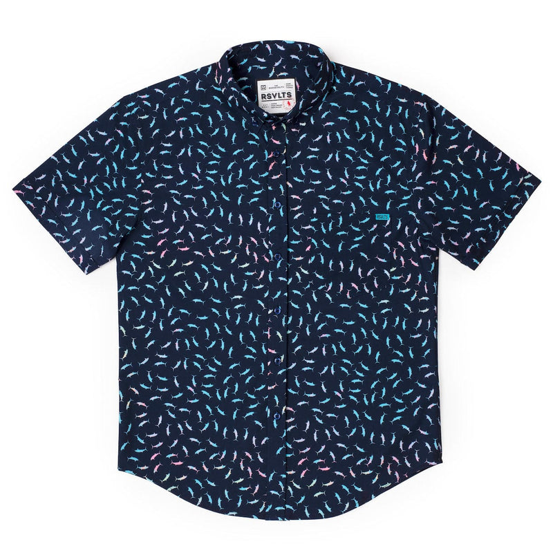 RSVLTS Swords for 400 KUNUFLEX Short Sleeve Shirt in Blue — detail 3