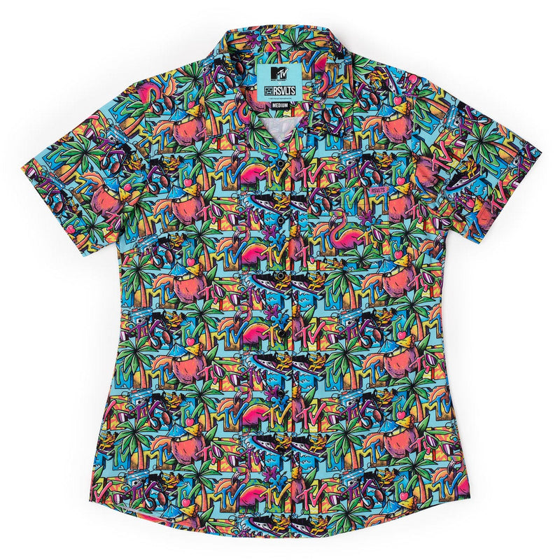 RSVLTS Cancun Women's KUNUFLEX Short Sleeve Shirt in Multicolor — front view