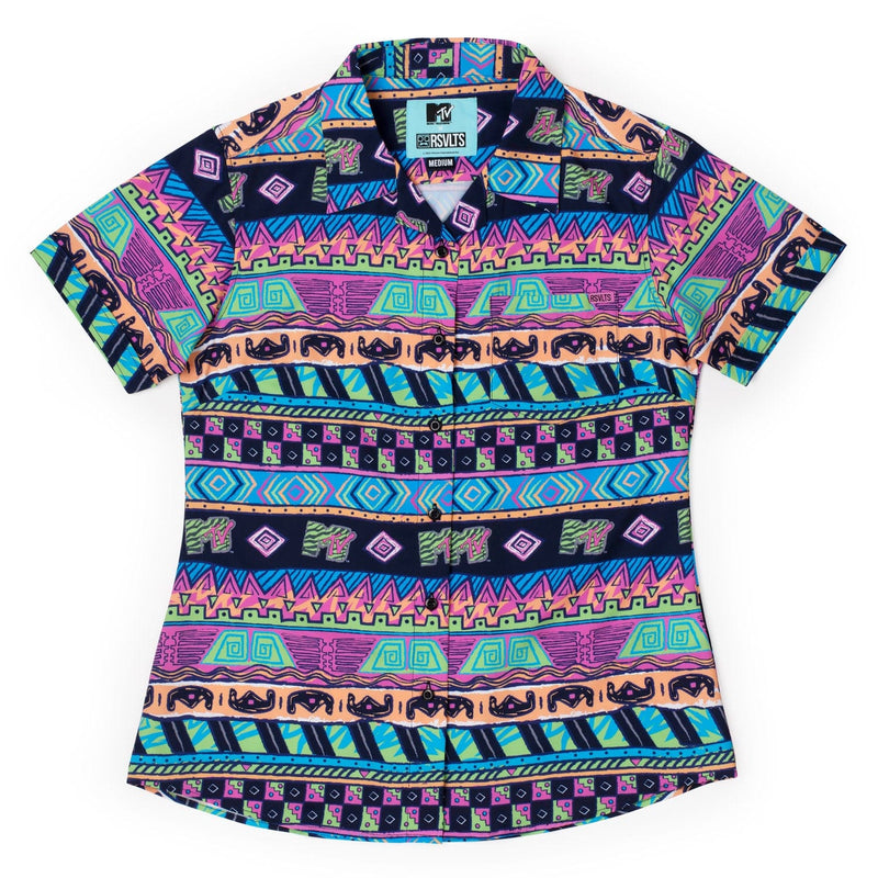 RSVLTS Daytona Beach Women's KUNUFLEX Short Sleeve Shirt in Multicolor — front view