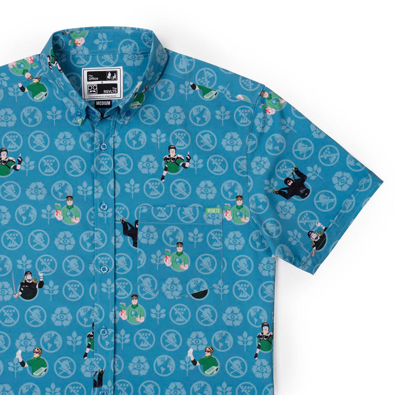 RSVLTS Recyclops Recycled KUNUFLEX Short Sleeve Shirt in Blue — front view
