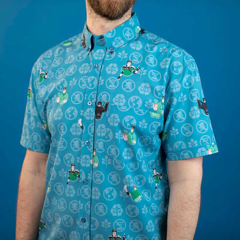 RSVLTS Recyclops Recycled KUNUFLEX Short Sleeve Shirt in Blue — detail 4