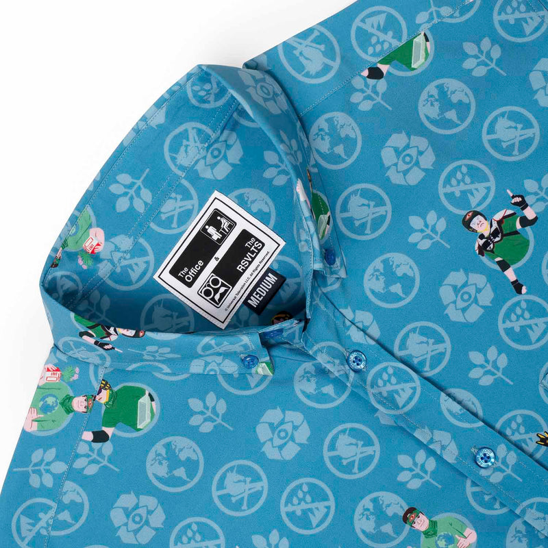 RSVLTS Recyclops Recycled KUNUFLEX Short Sleeve Shirt in Blue — detail 5