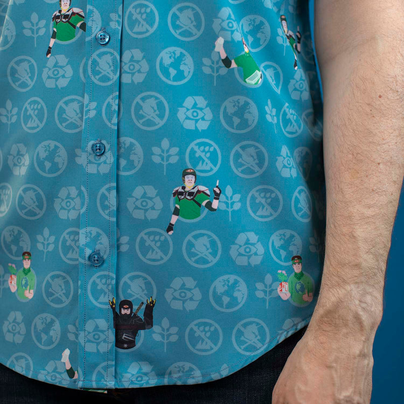 RSVLTS Recyclops Recycled KUNUFLEX Short Sleeve Shirt in Blue — detail 7