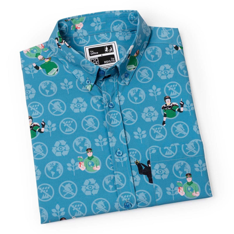 RSVLTS Recyclops Recycled KUNUFLEX Short Sleeve Shirt in Blue — detail 8