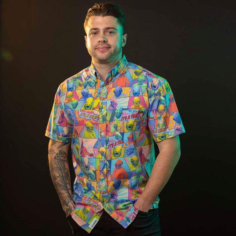 RSVLTS IT'S A TRAP! KUNUFLEX Short Sleeve Shirt in Multicolor — detail 5