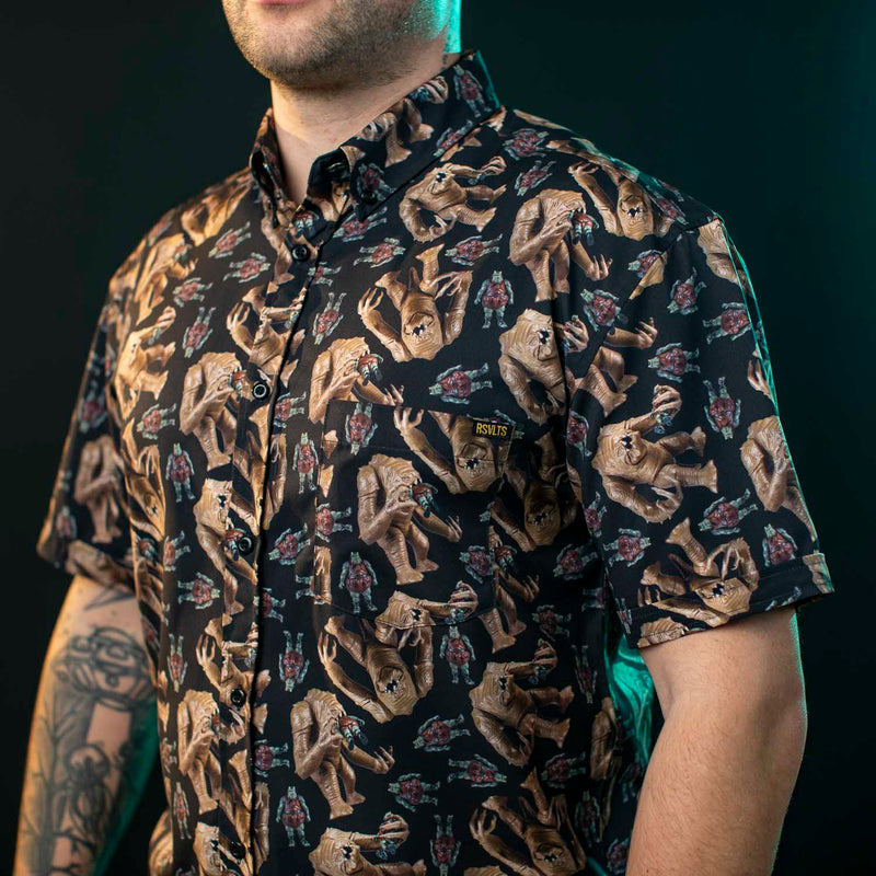 RSVLTS Rancor Rhapsody KUNUFLEX Short Sleeve Shirt in Black — detail 2