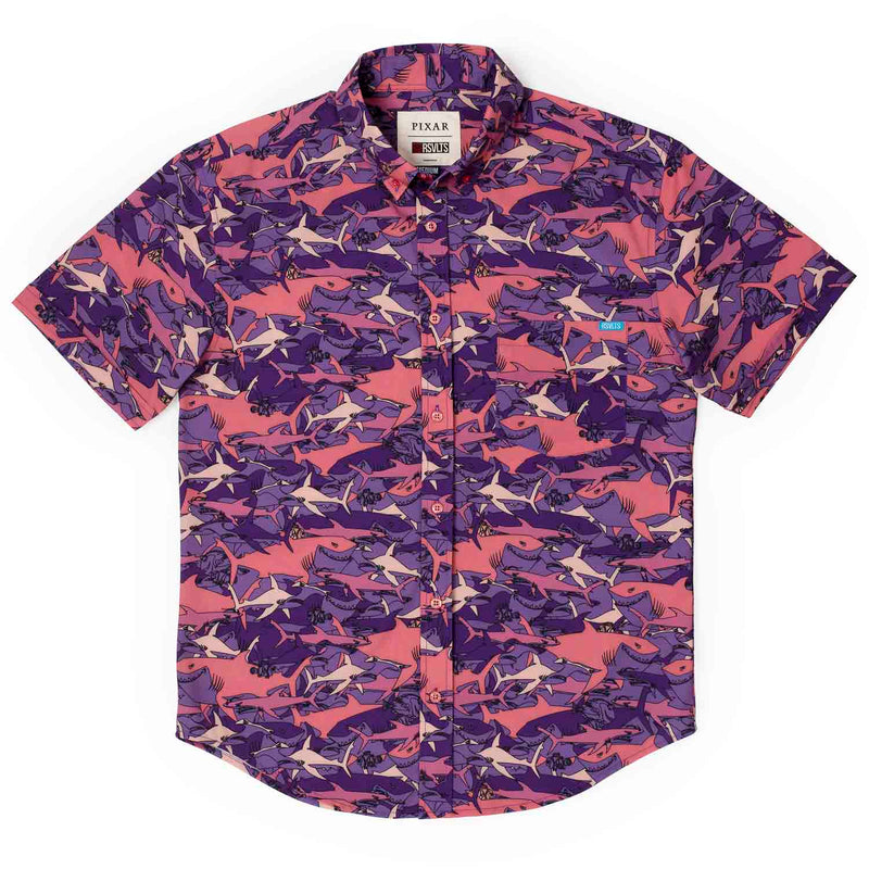 RSVLTS Friends, Not Food KUNUFLEX Short Sleeve Shirt in Pink — detail 4