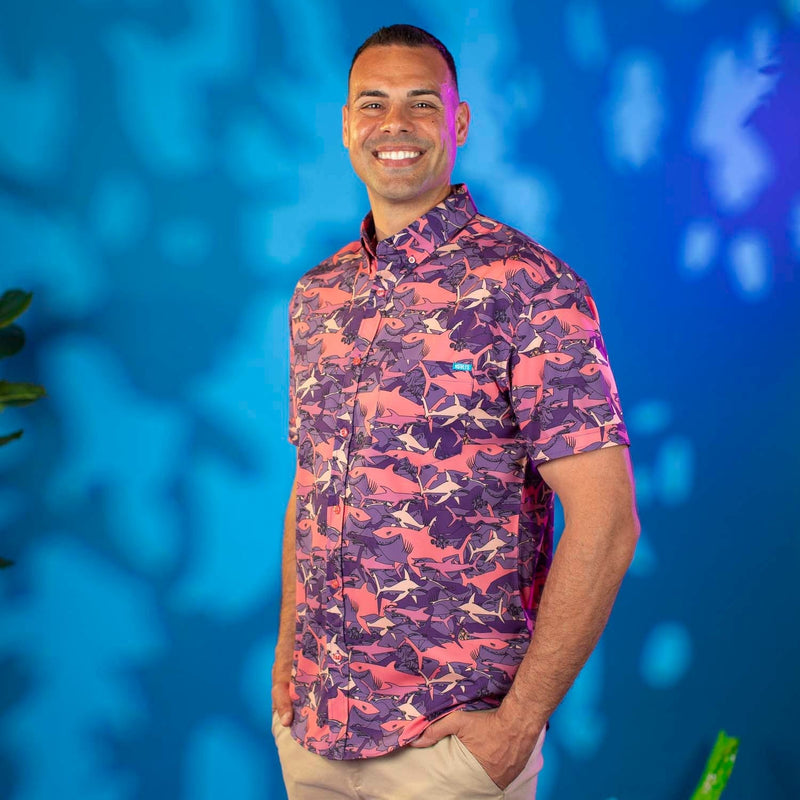 RSVLTS Friends, Not Food KUNUFLEX Short Sleeve Shirt in Pink — detail 5