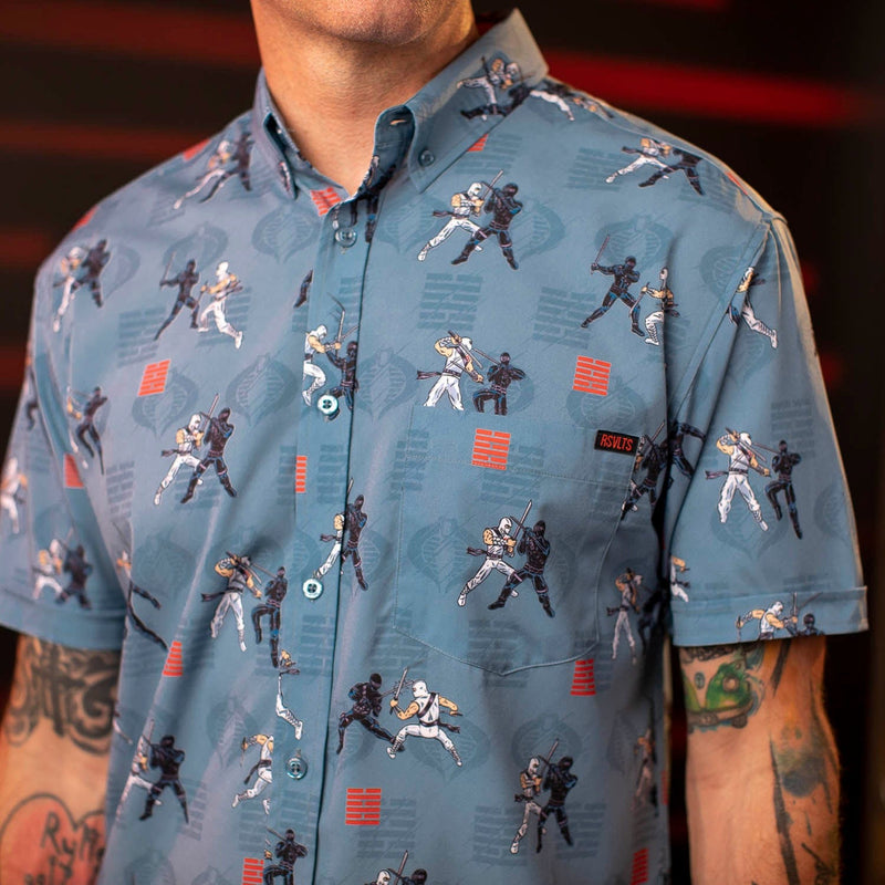 RSVLTS Arashikage Showdown KUNUFLEX Short Sleeve Shirt in Blue — detail 3