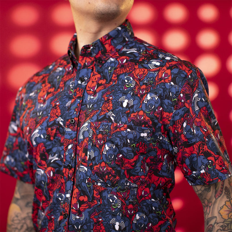 RSVLTS Bad Hosts KUNUFLEX Short Sleeve Shirt in Red — detail 2