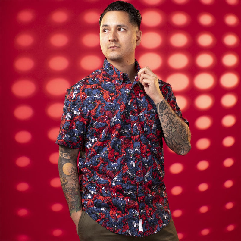 RSVLTS Bad Hosts KUNUFLEX Short Sleeve Shirt in Red — detail 3