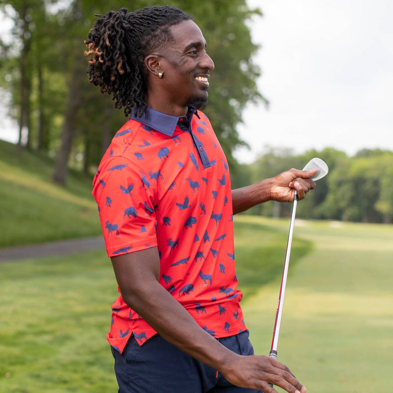 RSVLTS Americana Animals All-Day Polo in Blue — detail 3