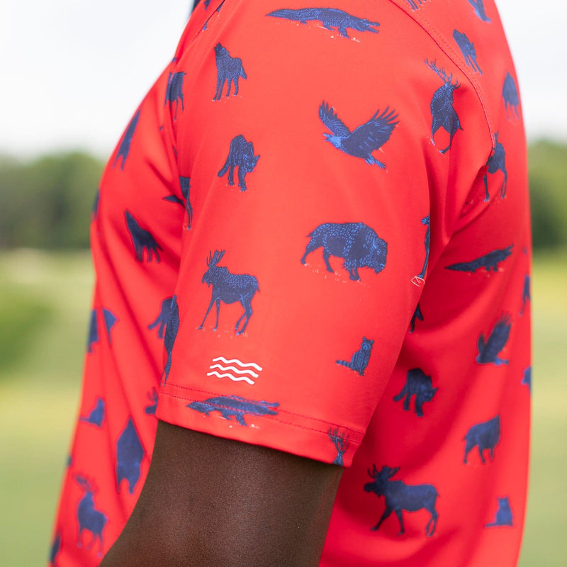 RSVLTS Americana Animals All-Day Polo in Blue — detail 6