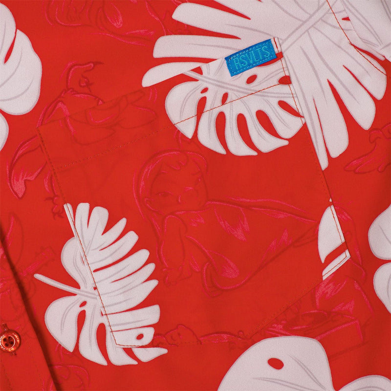 RSVLTS He Mele No Lilo KUNUFLEX Short Sleeve Shirt in Red — detail 2
