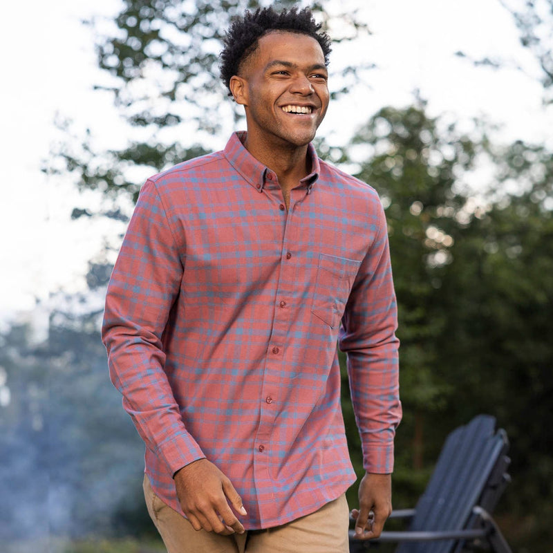 RSVLTS SinPlaid BorlandFlex Long Sleeve Flannel (2024 Fit) in Orange — detail 3