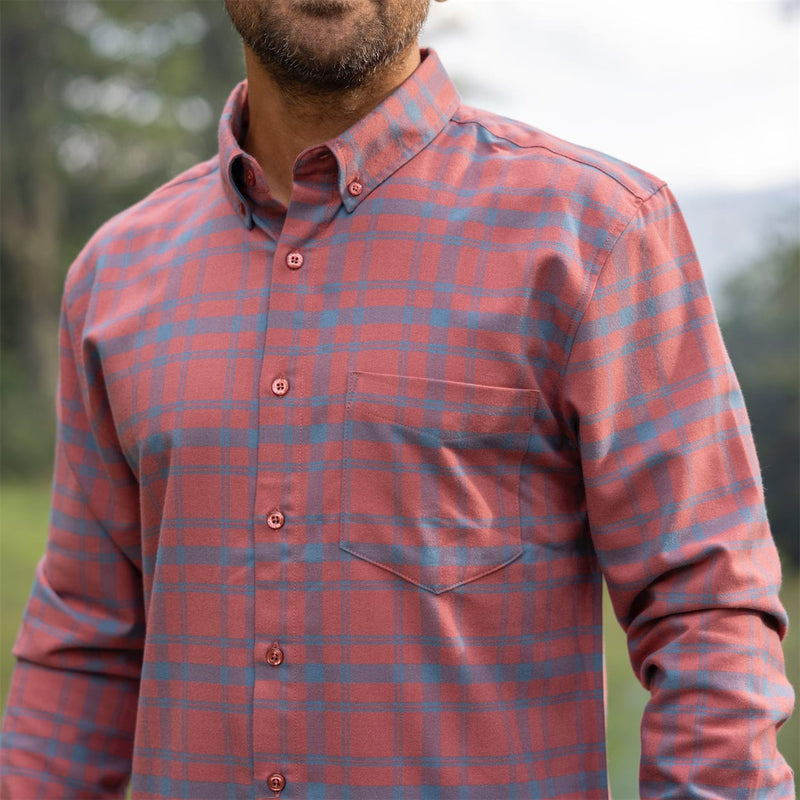 RSVLTS SinPlaid BorlandFlex Long Sleeve Flannel (2024 Fit) in Orange — detail 5