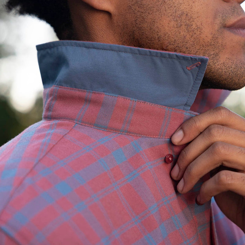 RSVLTS SinPlaid BorlandFlex Long Sleeve Flannel (2024 Fit) in Orange — detail 7