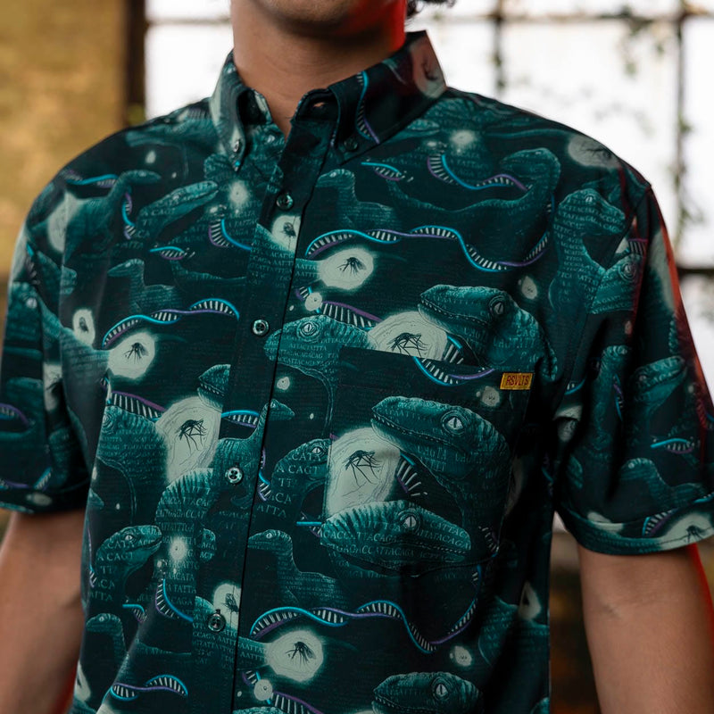 RSVLTS You Bred Raptors? KUNUFLEX Short Sleeve Shirt in Green — detail 4