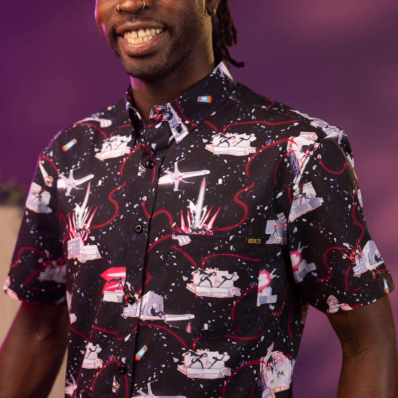 RSVLTS The Twins KUNUFLEX Short Sleeve Shirt in Black — detail 2