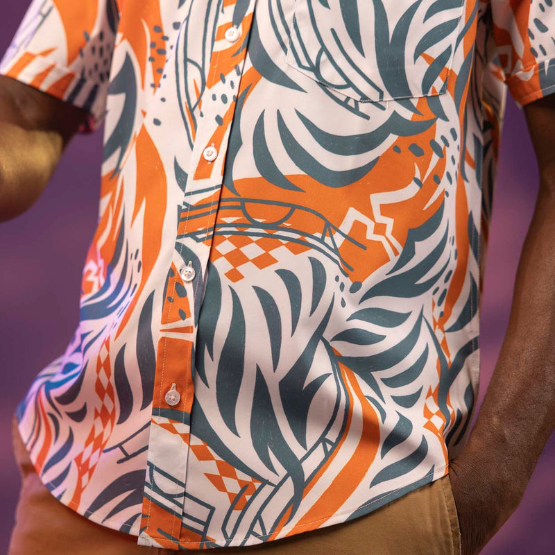 RSVLTS Summer Snips KUNUFLEX Short Sleeve Shirt in Blue — detail 2