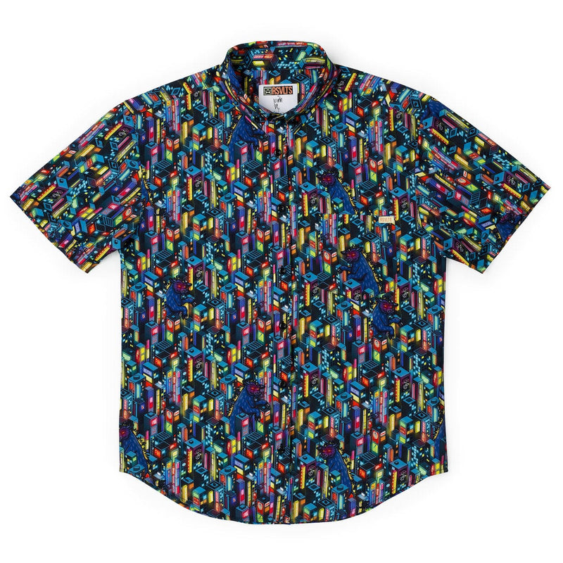 RSVLTS Cow-crete Jungle KUNUFLEX Short Sleeve Shirt in Black — detail 3