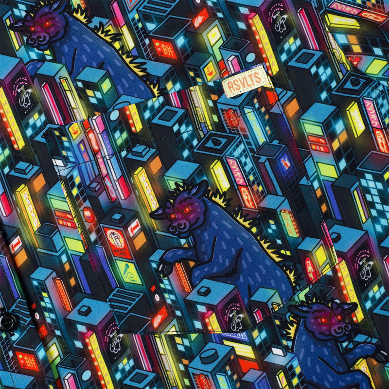 RSVLTS Cow-crete Jungle KUNUFLEX Short Sleeve Shirt in Black — detail 6