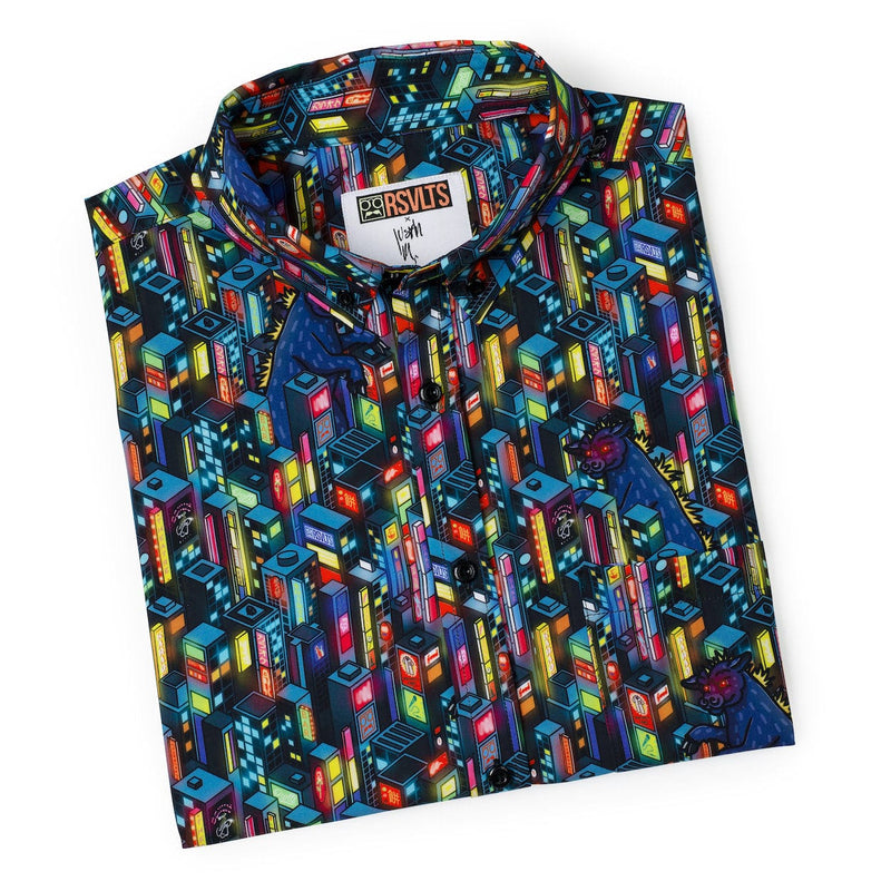 RSVLTS Cow-crete Jungle KUNUFLEX Short Sleeve Shirt in Black — detail 8
