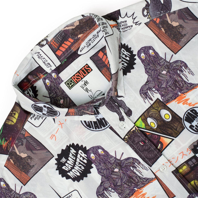 RSVLTS Atomic Ramen KUNUFLEX Short Sleeve Shirt in Gray — detail 4
