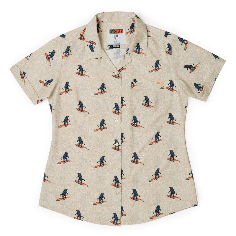 RSVLTS Surf ‘n’ Turf Women's KUNUFLEX Short Sleeve Shirt in Yellow — front view