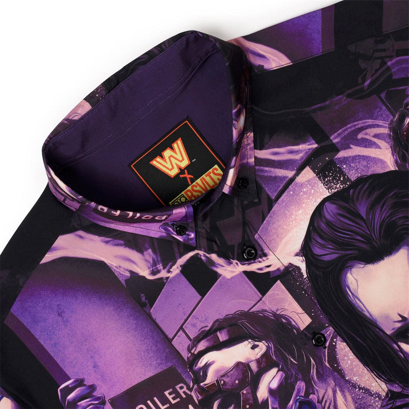 RSVLTS Boiler Room Brawl KUNUFLEX Short Sleeve Shirt in Purple — detail 2