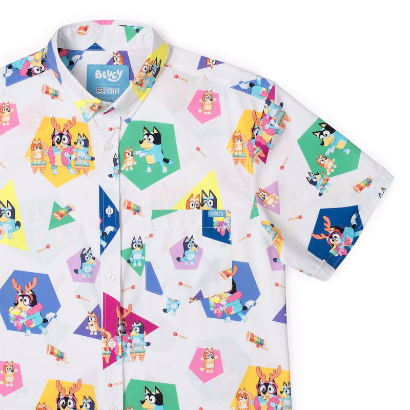 RSVLTS Magic Xylophone KUNUFLEX Short Sleeve Shirt in Multicolor — front view