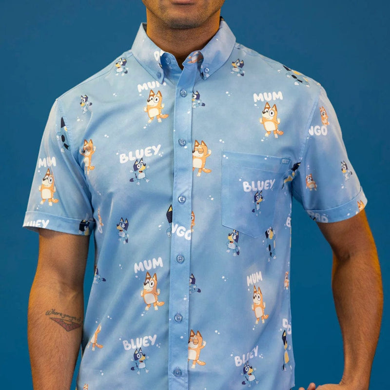 RSVLTS Meet the Heelers KUNUFLEX Short Sleeve Shirt in Blue — detail 2
