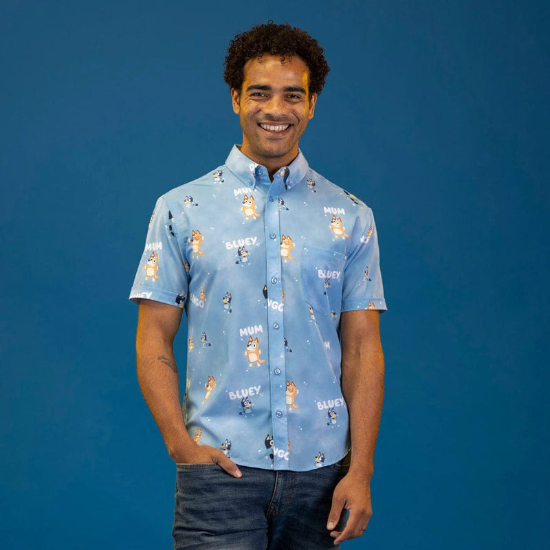 RSVLTS Meet the Heelers KUNUFLEX Short Sleeve Shirt in Blue — detail 3