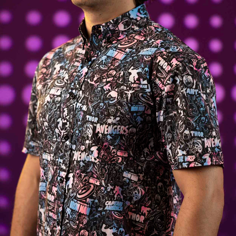 RSVLTS Fight to the Finish KUNUFLEX Short Sleeve Shirt in Black — front view