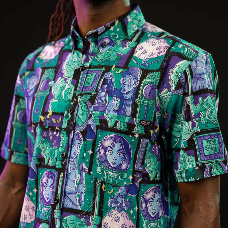 RSVLTS Haunted Houseguests KUNUFLEX Short Sleeve Shirt in Green — detail 2