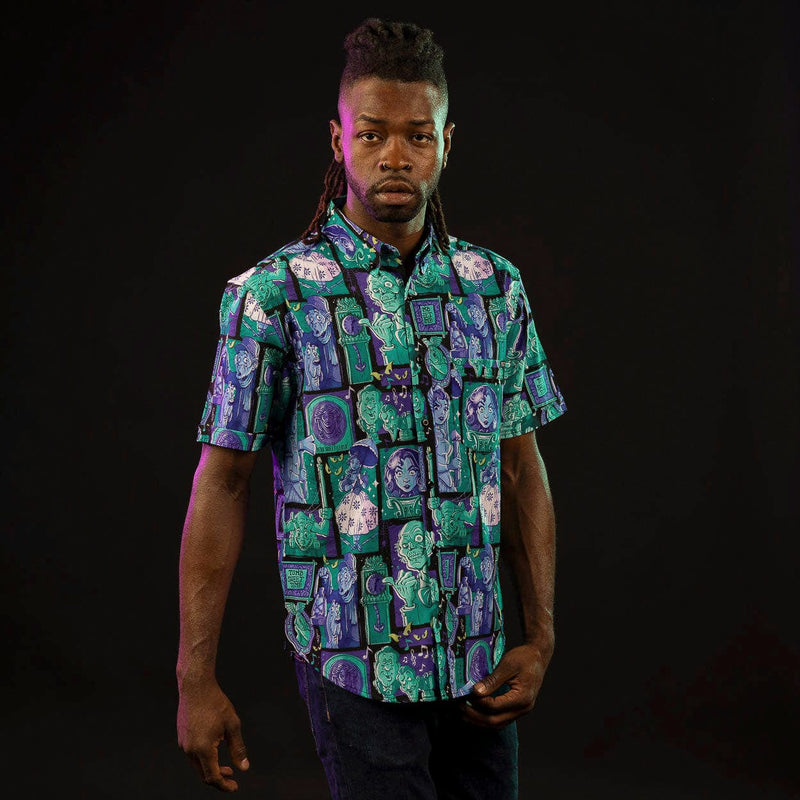 RSVLTS Haunted Houseguests KUNUFLEX Short Sleeve Shirt in Green — detail 4