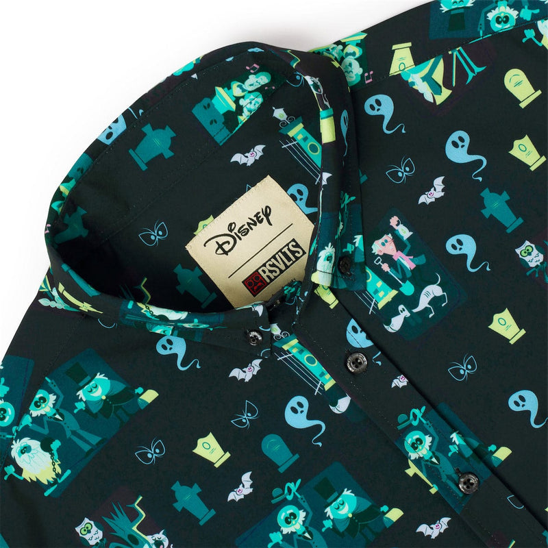 RSVLTS Grim Grinning Graveyard KUNUFLEX Short Sleeve Shirt in Black — detail 2