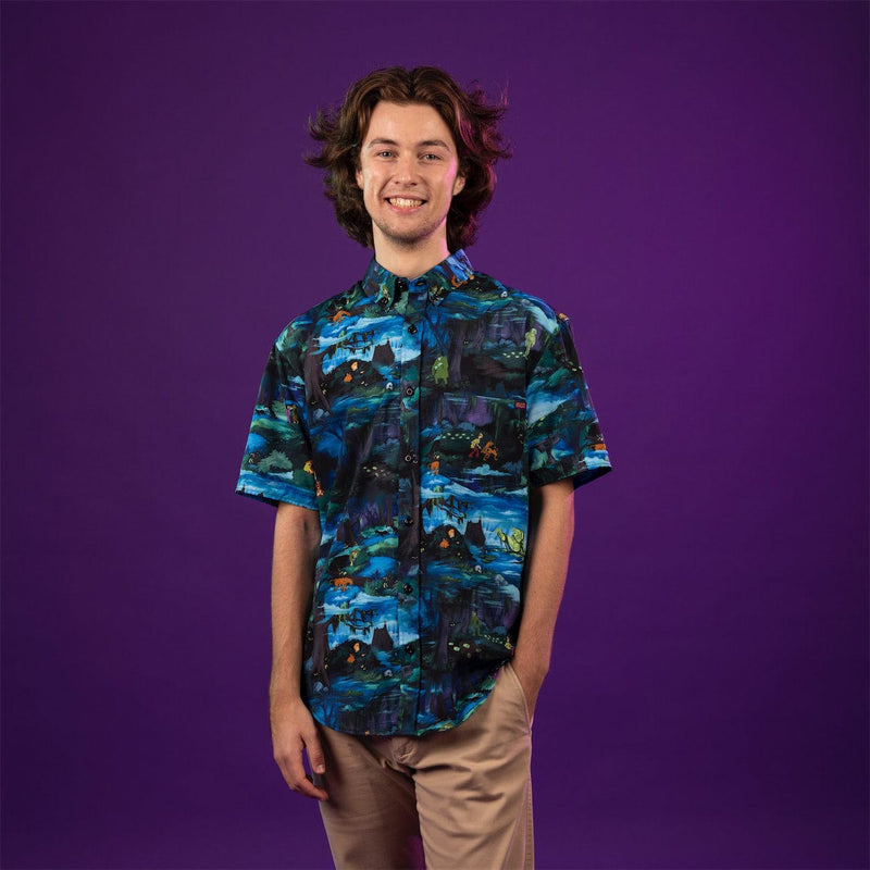 RSVLTS Spooky Swampland KUNUFLEX Short Sleeve Shirt in Blue — detail 2