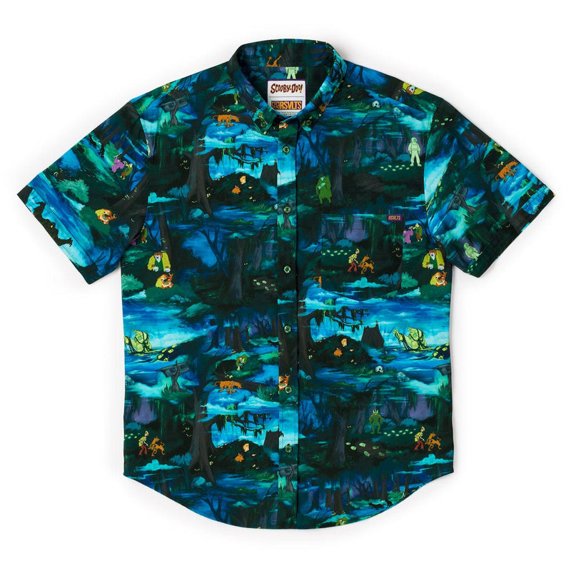 RSVLTS Spooky Swampland KUNUFLEX Short Sleeve Shirt in Blue — detail 3