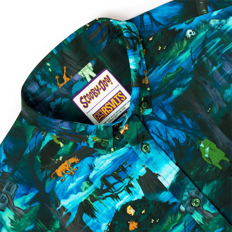 RSVLTS Spooky Swampland KUNUFLEX Short Sleeve Shirt in Blue — detail 6