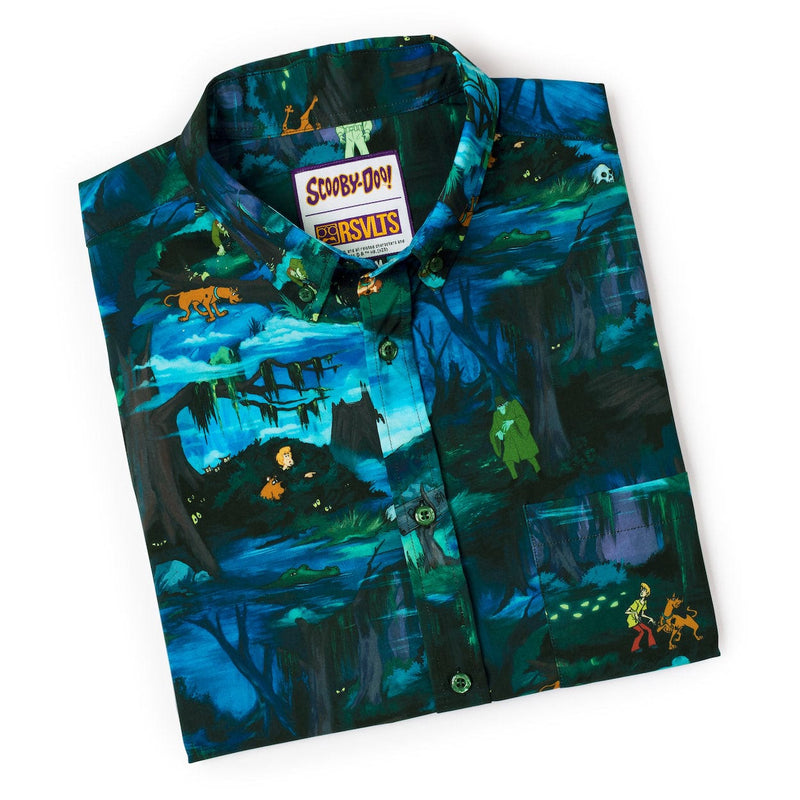 RSVLTS Spooky Swampland KUNUFLEX Short Sleeve Shirt in Blue — detail 7