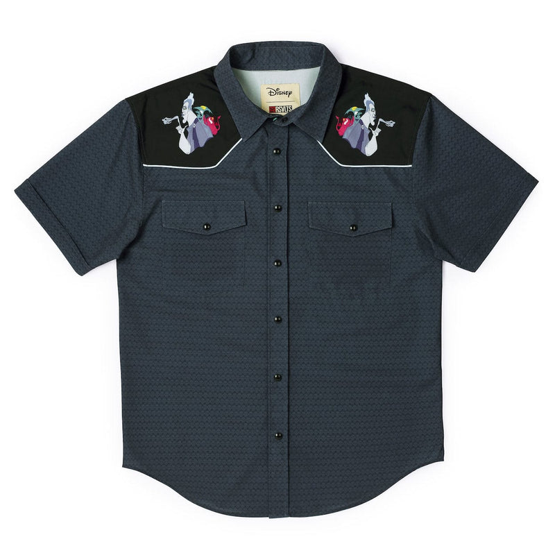 RSVLTS Dark and Gloomy Roper Short Sleeve Shirt in Black — front view