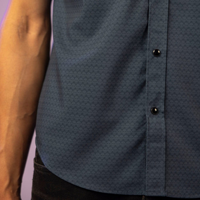 RSVLTS Dark and Gloomy Roper Short Sleeve Shirt in Black — detail 6