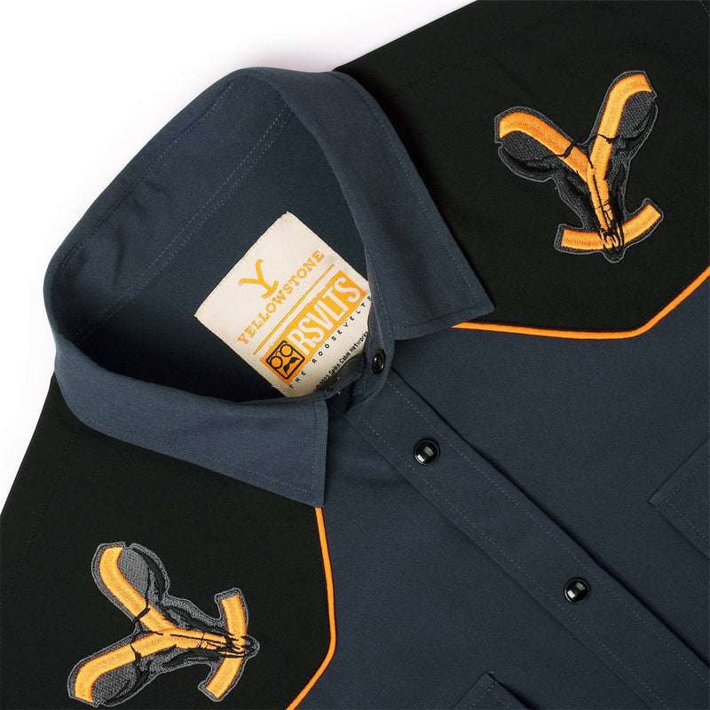 RSVLTS EST. 1886 Roper Short Sleeve Shirt in Black — detail 4