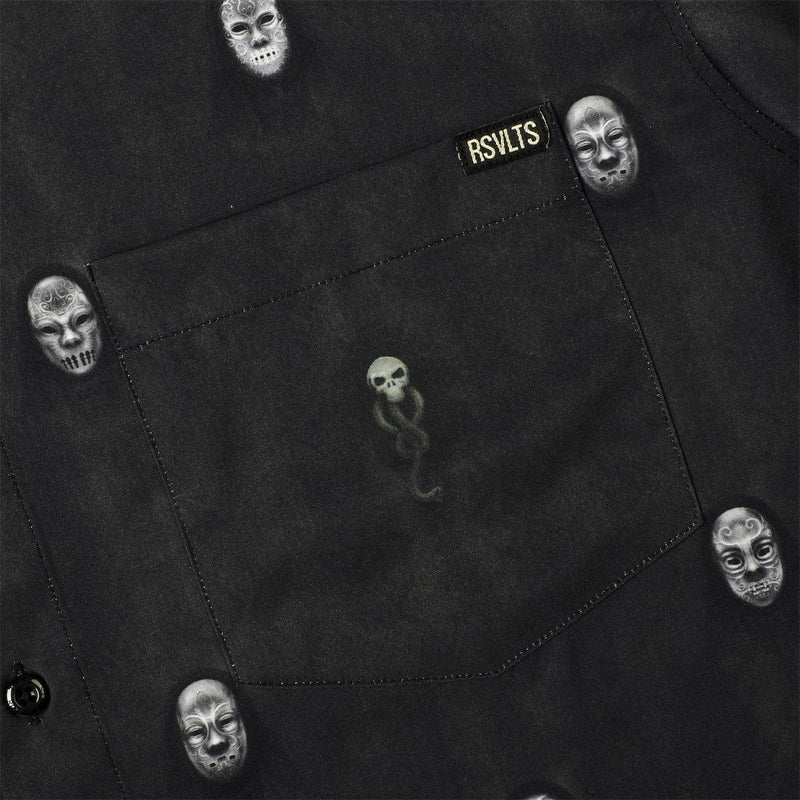 RSVLTS Morsmordre KUNUFLEX Short Sleeve Shirt in Black — detail 3